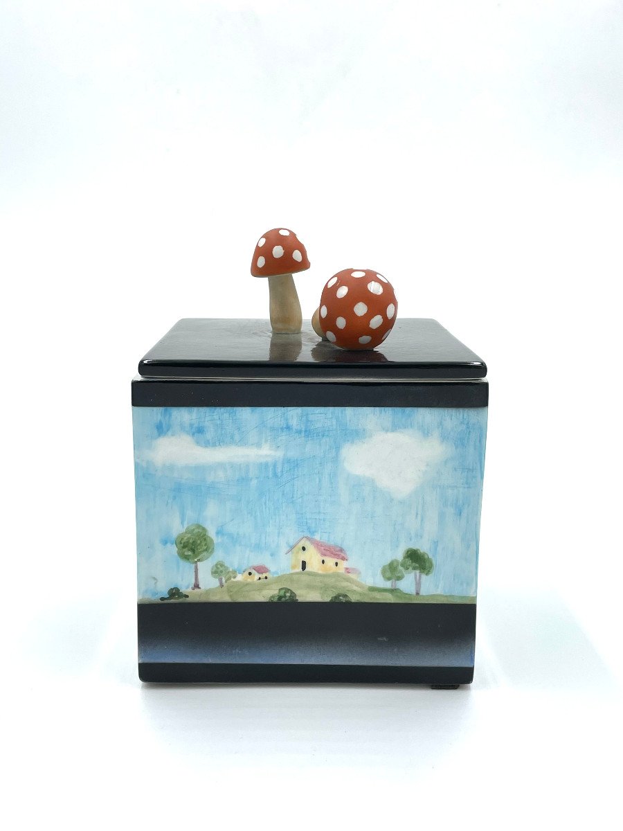 Painted Ceramic Box, Manifattura Lenci Turin, Late 1950s-photo-4