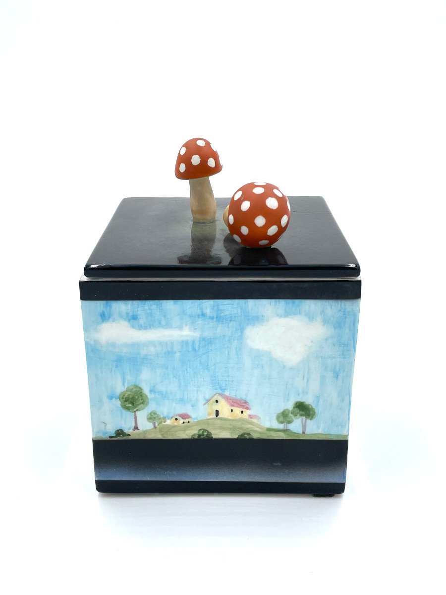 Painted Ceramic Box, Manifattura Lenci Turin, Late 1950s-photo-1