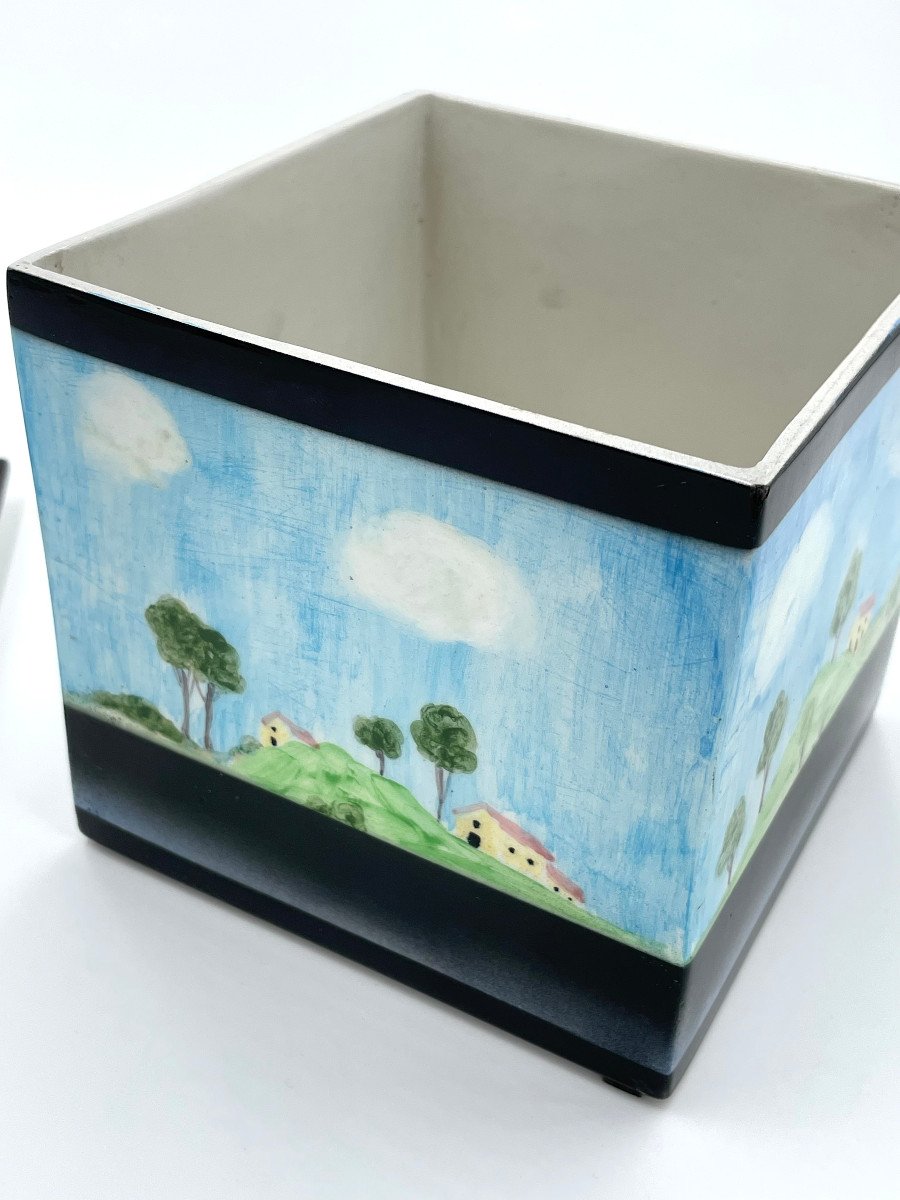 Painted Ceramic Box, Manifattura Lenci Turin, Late 1950s-photo-5