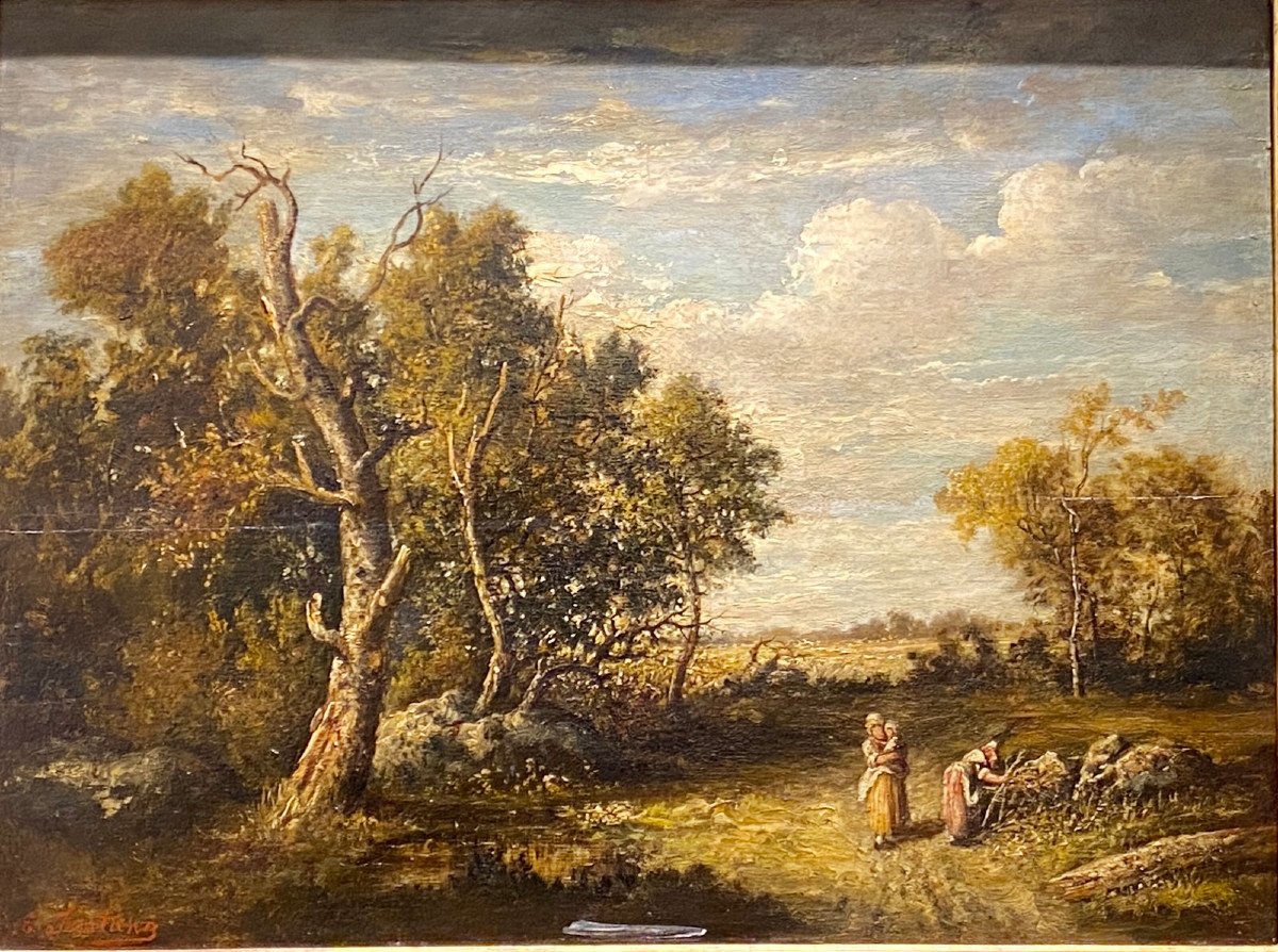 Landscape With Figures By Ernesto Fontana-photo-2