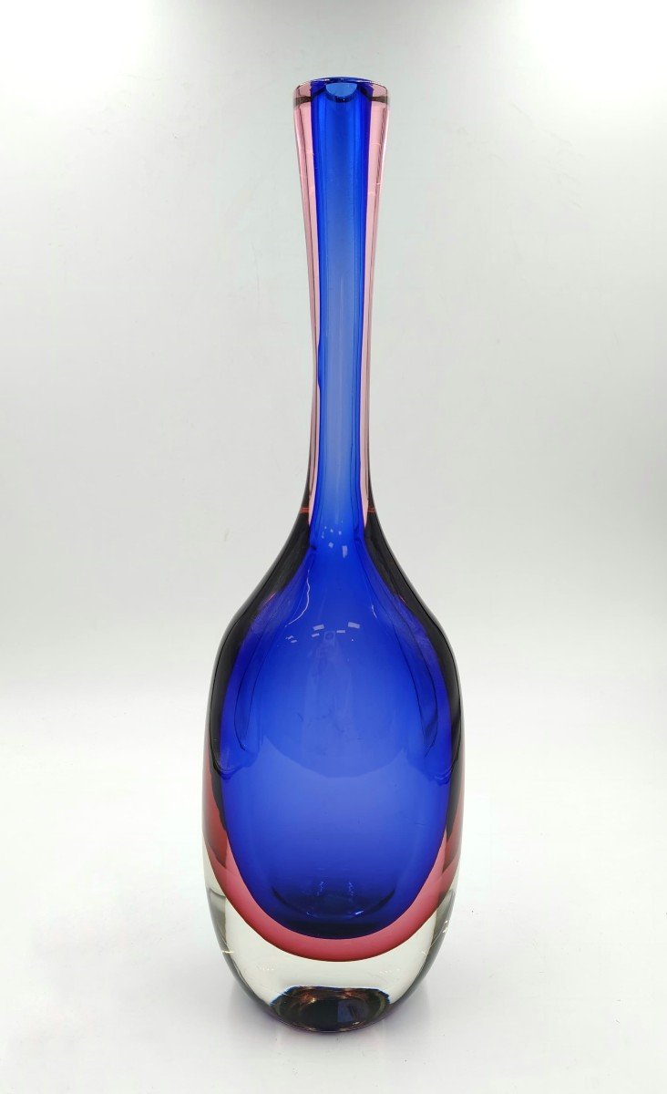 Vase « Bouteille » En Verre De Murano Par Archimede Seguso, Italie 1980