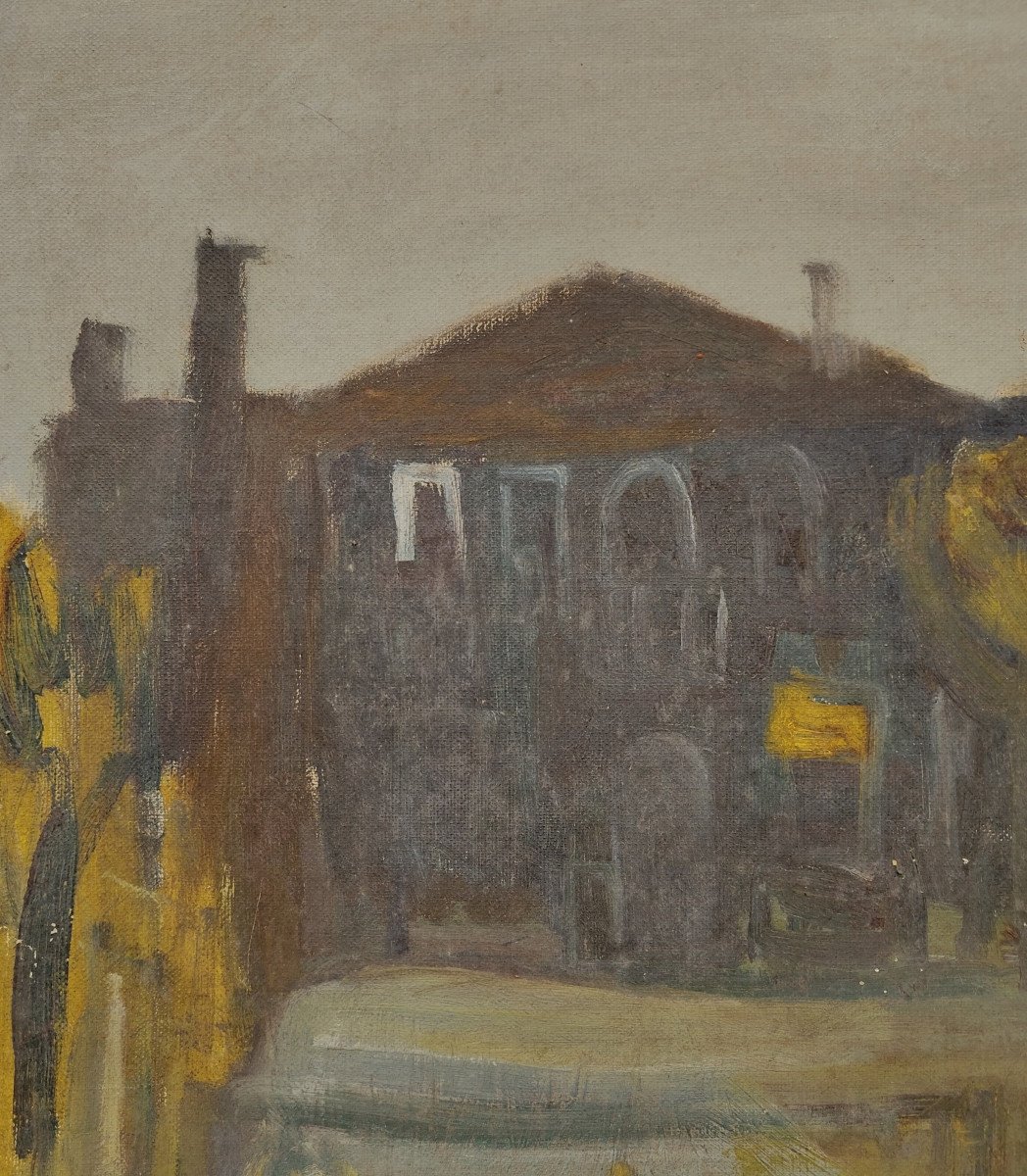 Huile Sur Toile « Maison De Campagne » Par Carlo Dalla Zorza - 1945, Italie-photo-2