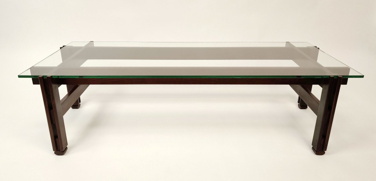 Table Basse En Bois Et Verre d'Ico Parisi, Modèle 751, Pour Cassina - 1962, Italie