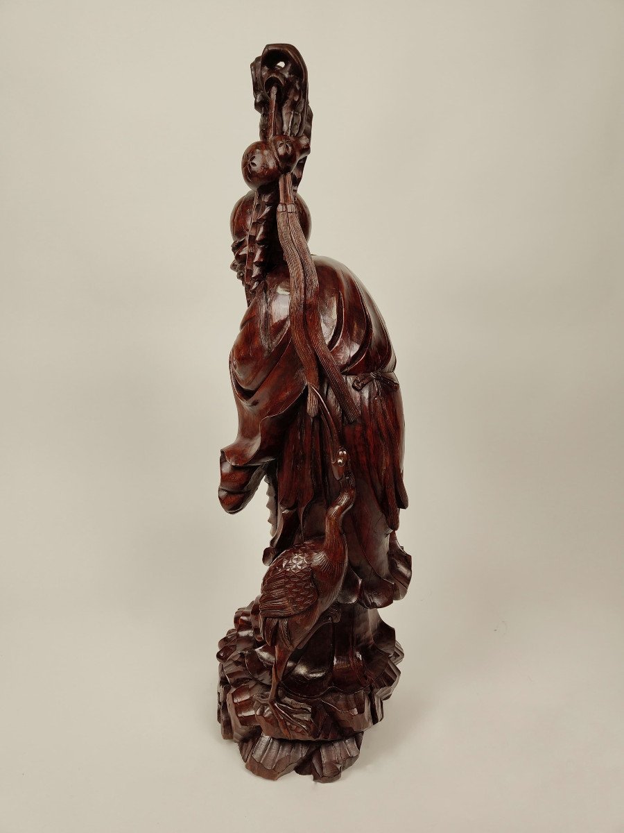 Teak Wood Carving Of A Sage - Circa 1890, China-photo-3