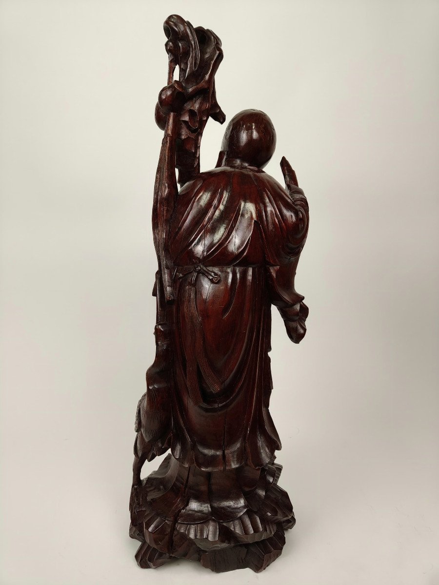 Teak Wood Carving Of A Sage - Circa 1890, China-photo-4