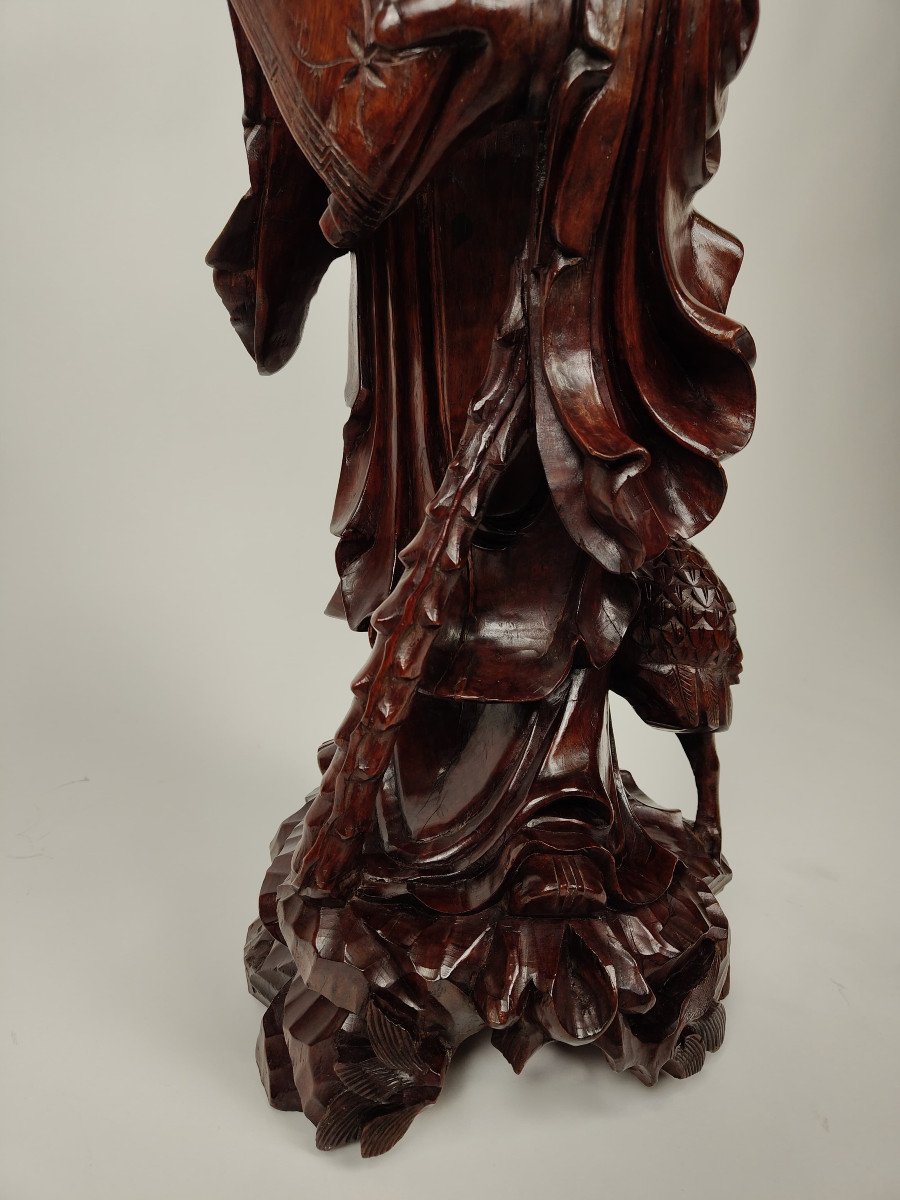 Teak Wood Carving Of A Sage - Circa 1890, China-photo-4