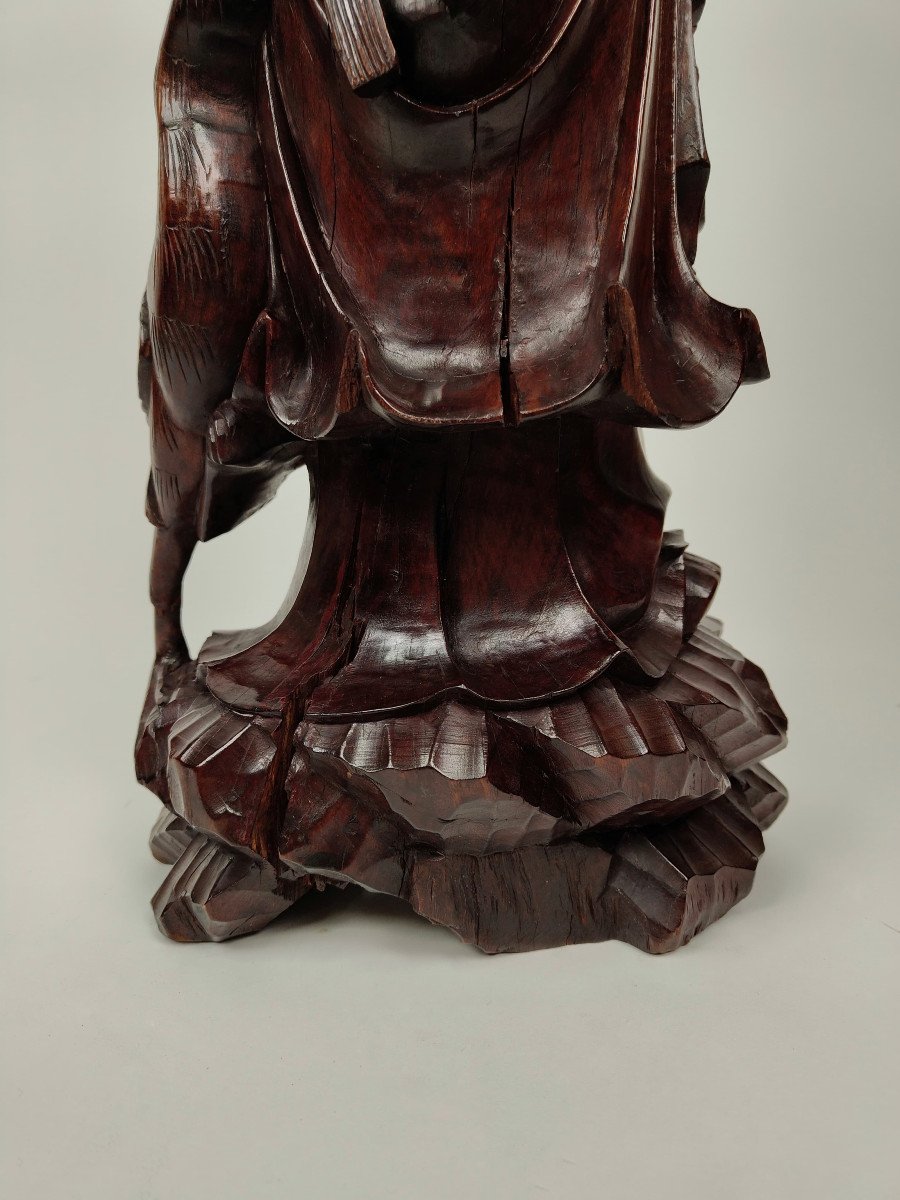 Teak Wood Carving Of A Sage - Circa 1890, China-photo-8