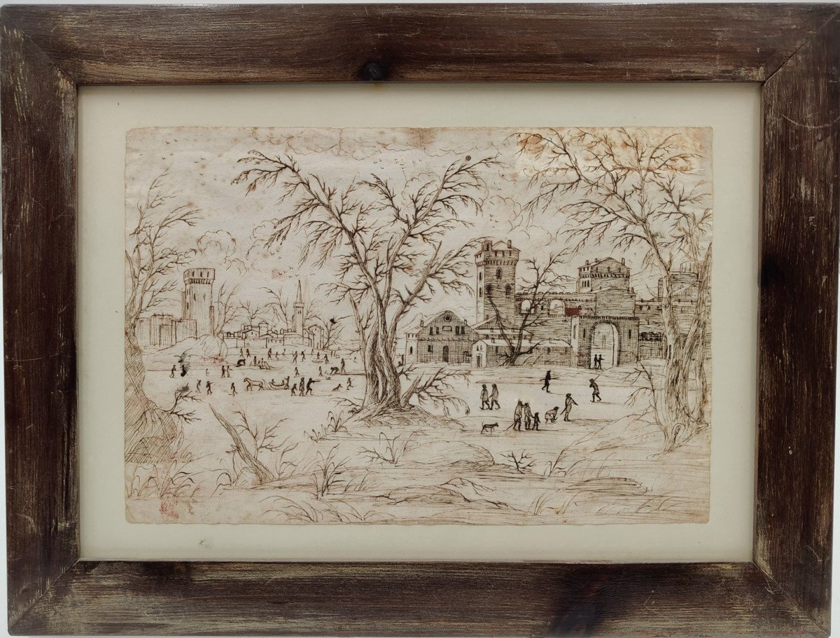 Indian Ink Drawing Of A Dutch Landscape - 1680, Holland-photo-1