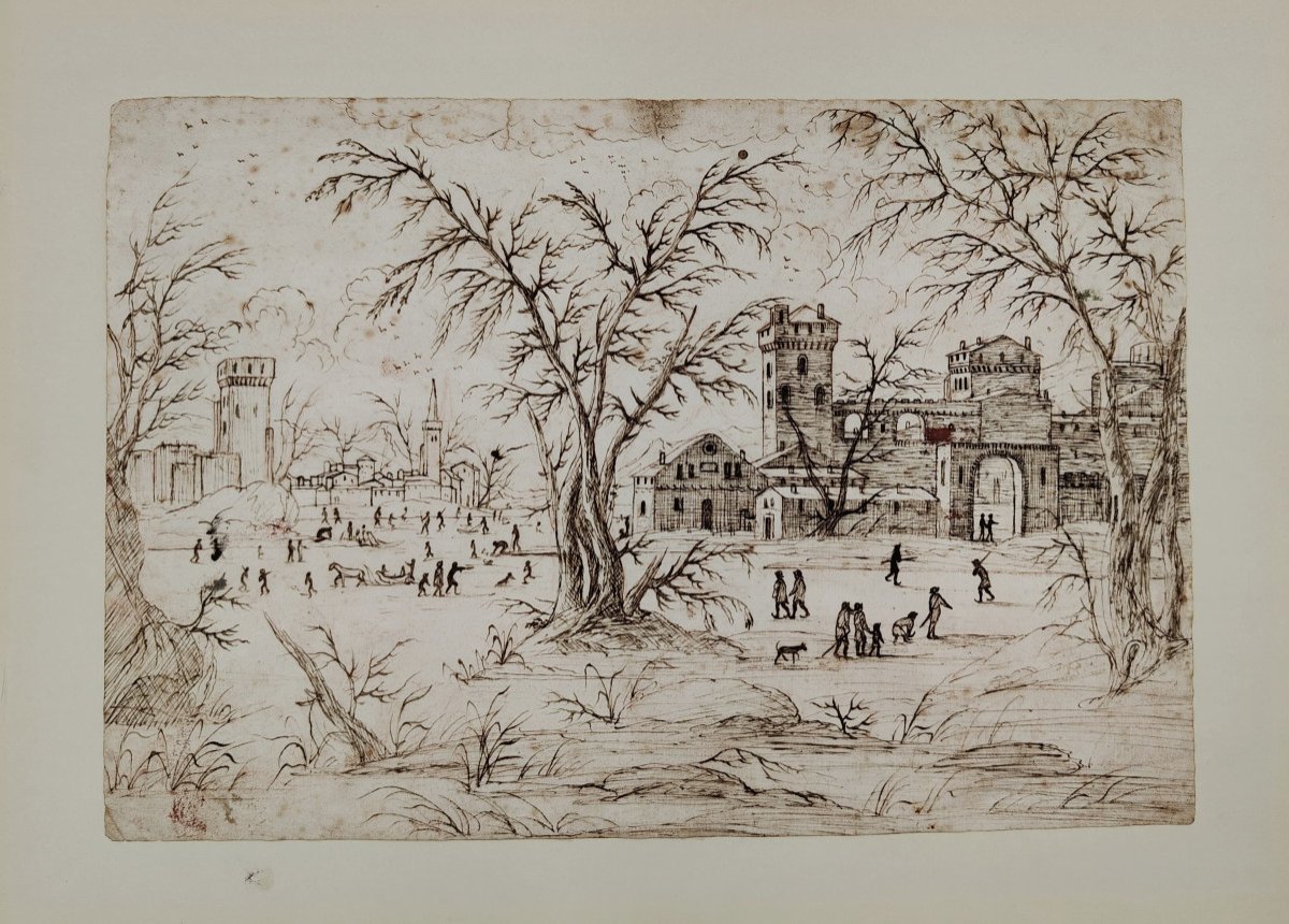 Indian Ink Drawing Of A Dutch Landscape - 1680, Holland