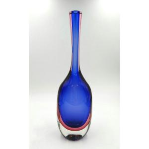 Vase « Bouteille » En Verre De Murano Par Archimede Seguso, Italie 1980