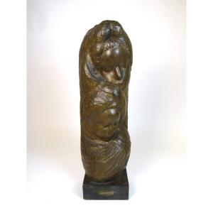 Sculpture en bronze, "Maternité" par Francesco Falcone 1927