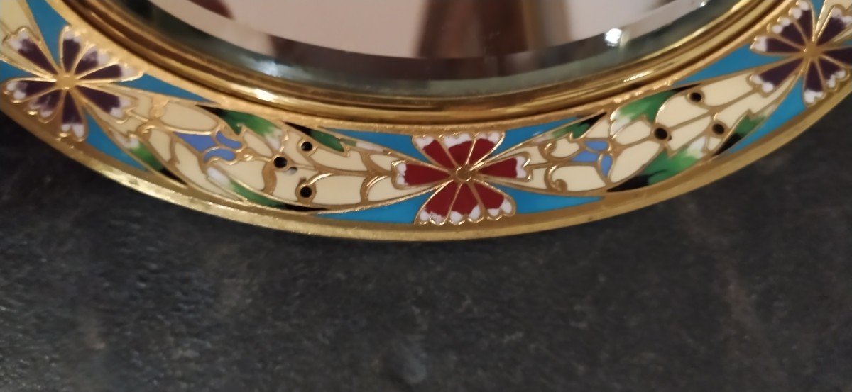 Maison Alph Giroux Exceptional Signed Cloisonne Hand Mirror-photo-4