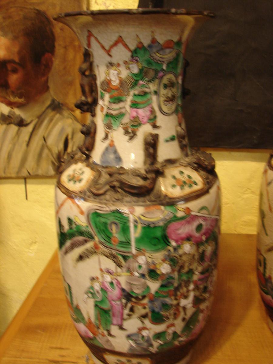 Nankin Grande Paire De Vases   Chine Fin 19eme-photo-2