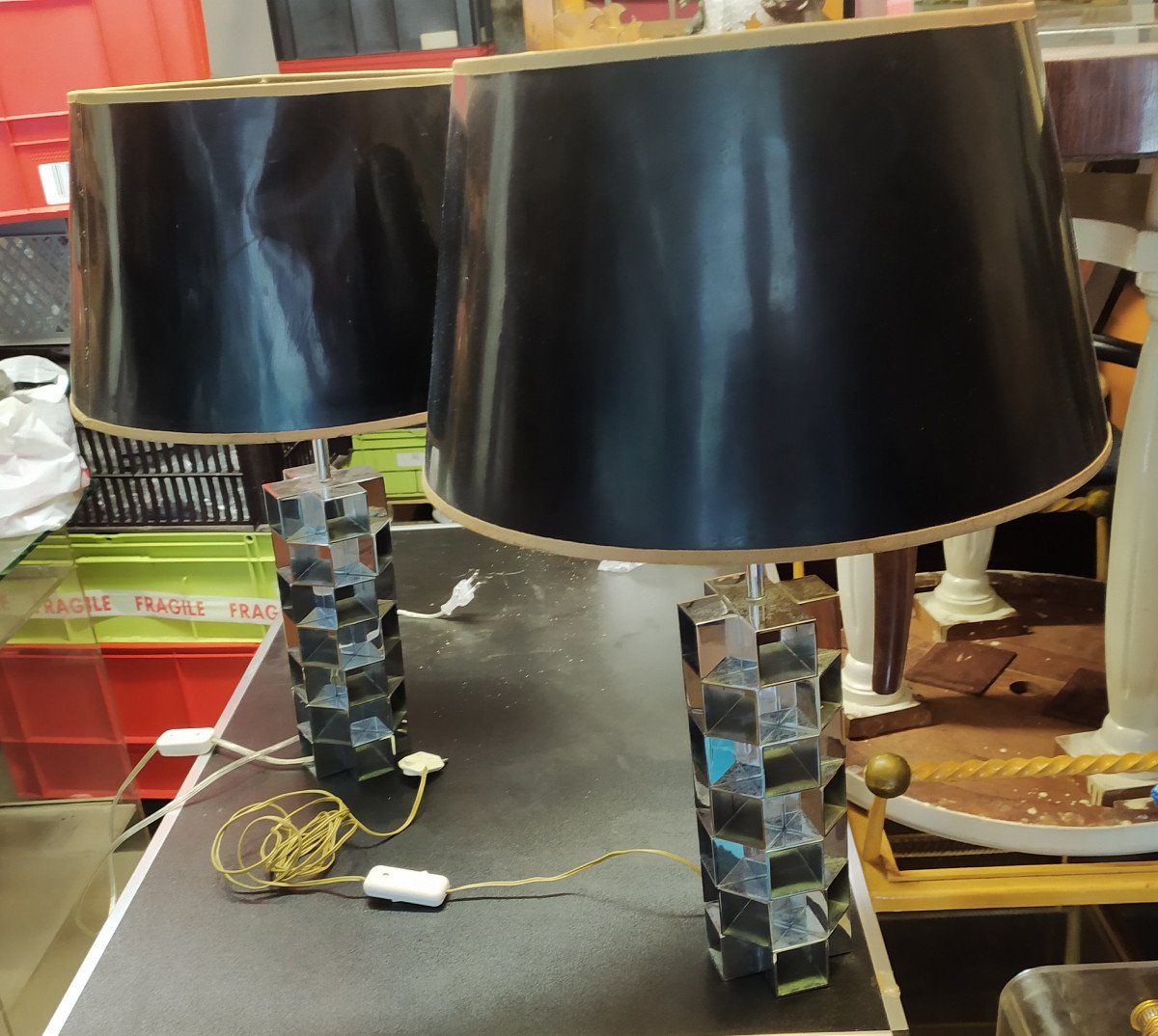 Pair Of Kinetic Metal Lamps, -photo-4