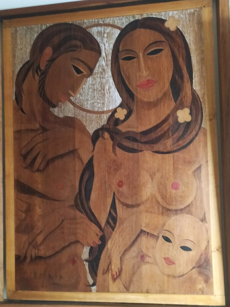 Painting On Oak Wood, Original Creation By Artdeco