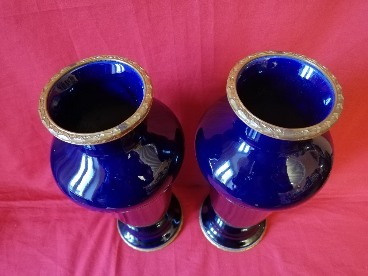 Pair Of Oven Blue Vases-photo-2