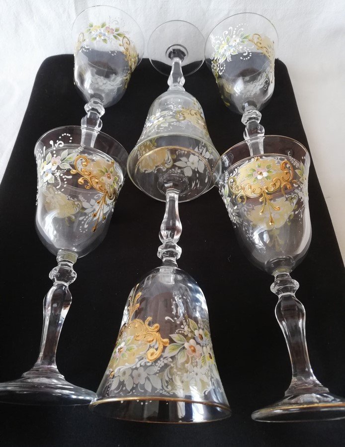 Six Murano Stemmed Glasses-photo-5