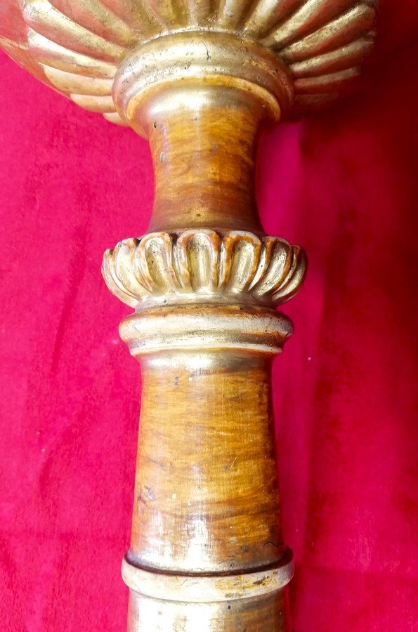 Candle Stick In Gilded Wood-photo-5