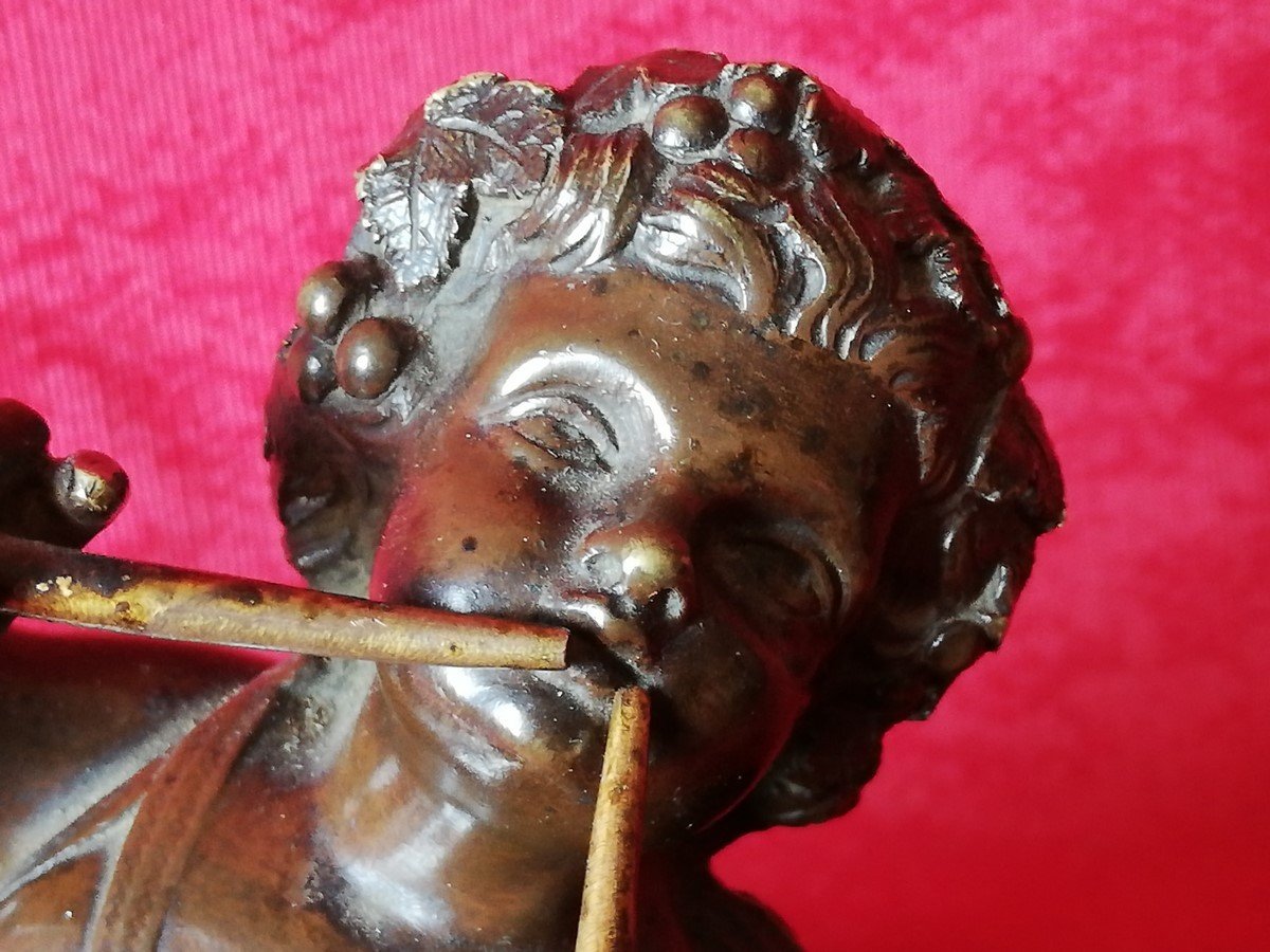 Bronze Putto Playing The Flute-photo-2