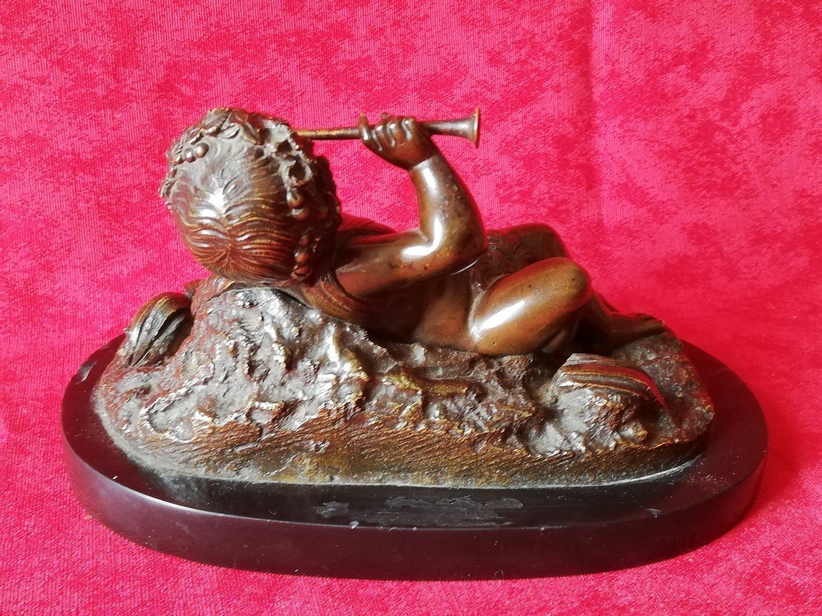 Bronze Putto Playing The Flute-photo-3