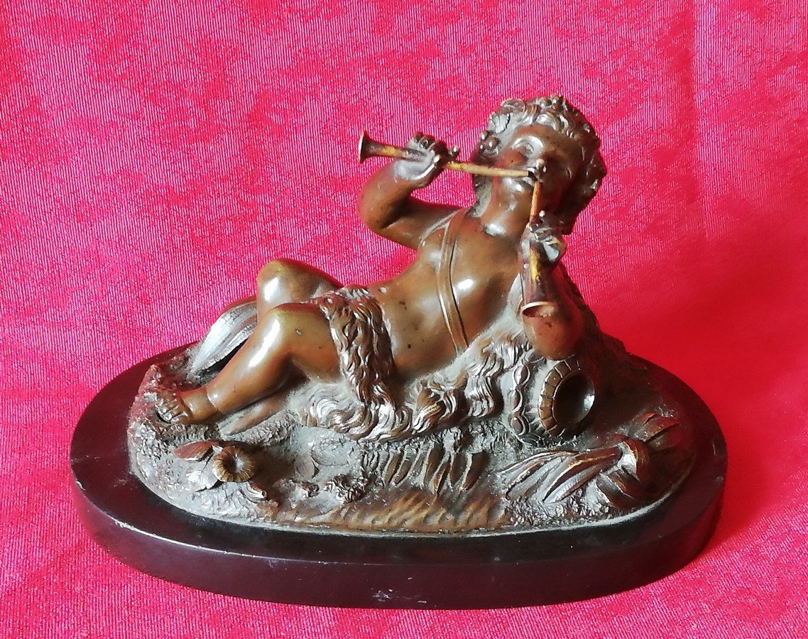 Bronze Putto Playing The Flute