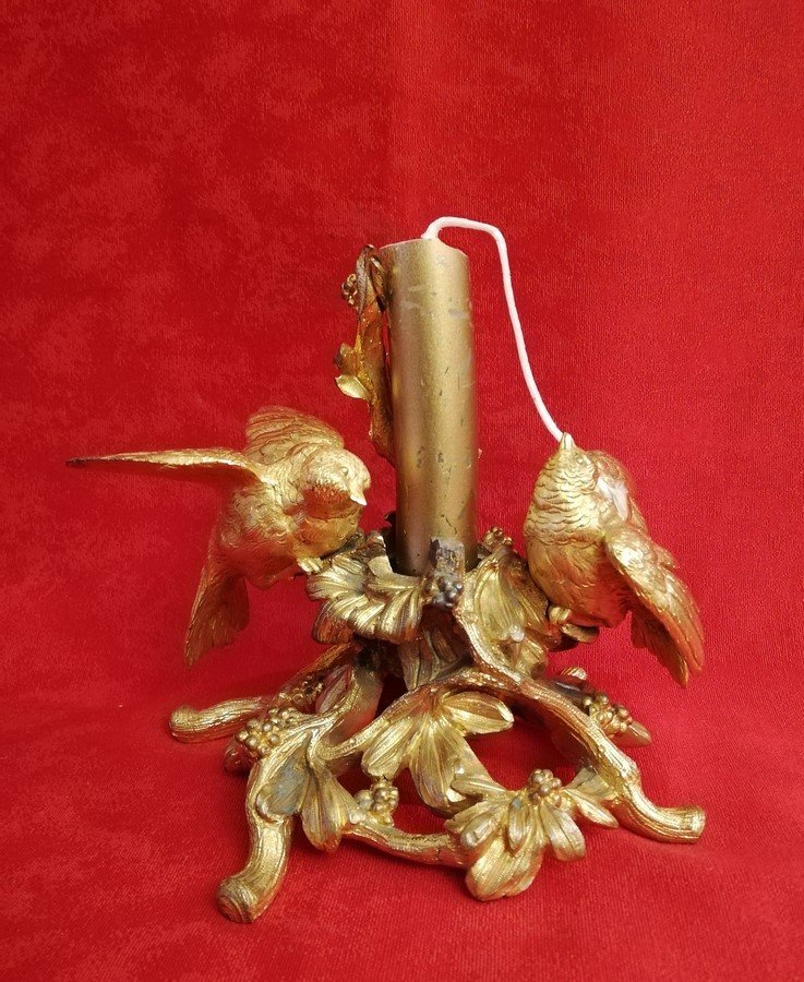 Gilded Bronze Bird Candle Holder-photo-3