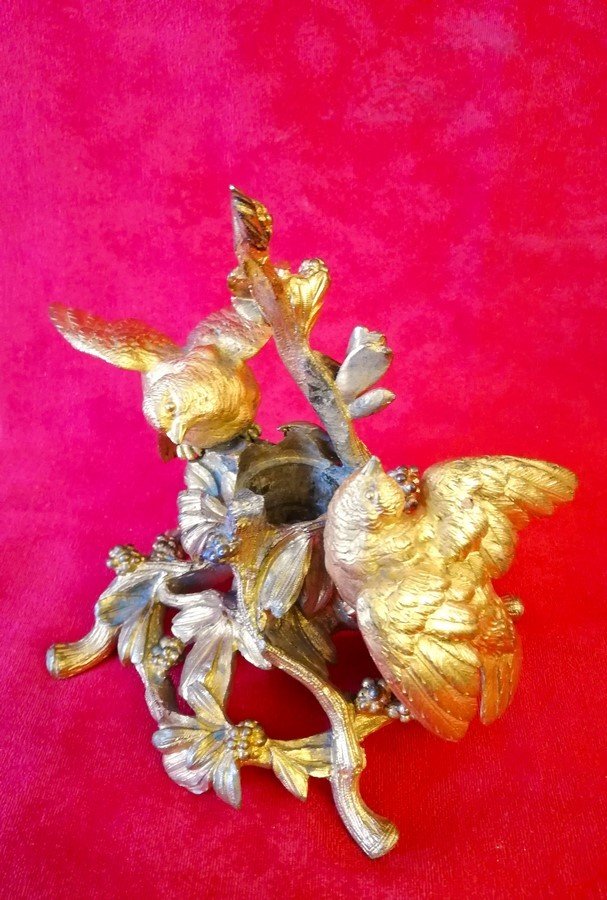 Gilded Bronze Bird Candle Holder-photo-1