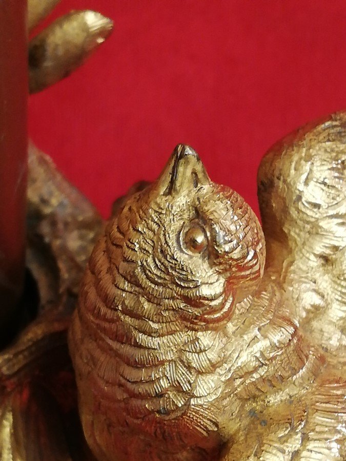 Gilded Bronze Bird Candle Holder-photo-6