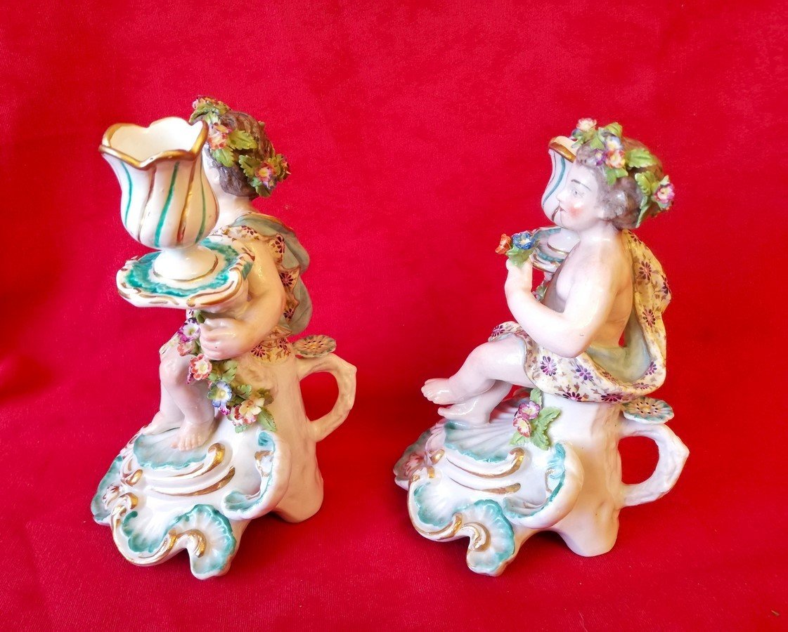 Pair Of Porcelain Candlesticks -photo-4