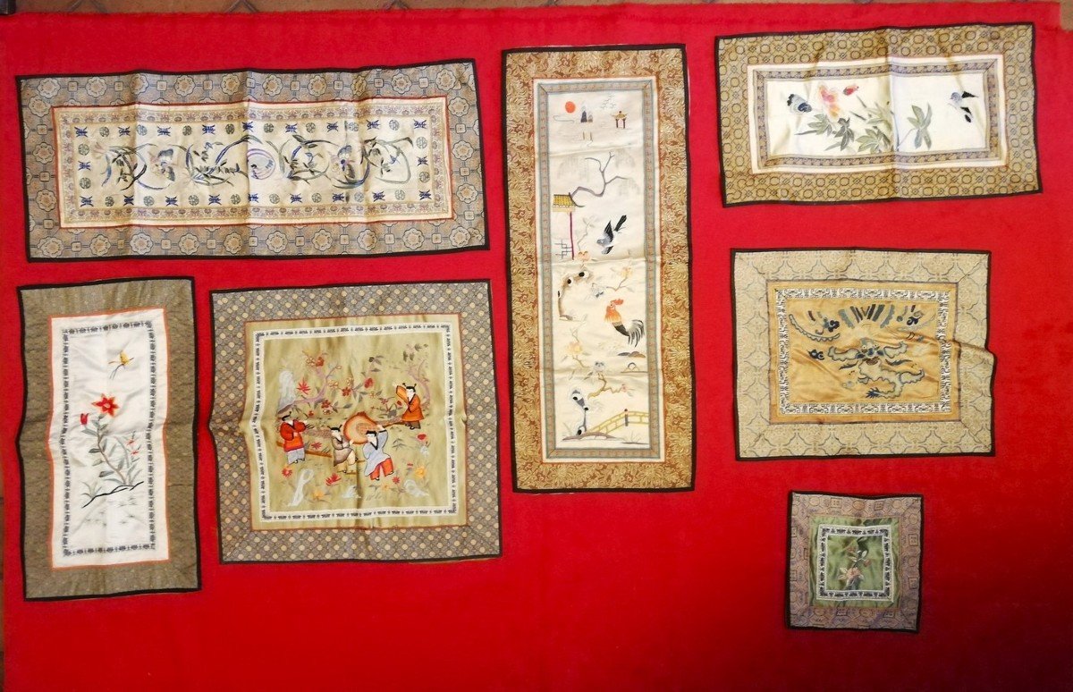 Set Of Embroidered Chinese Silks