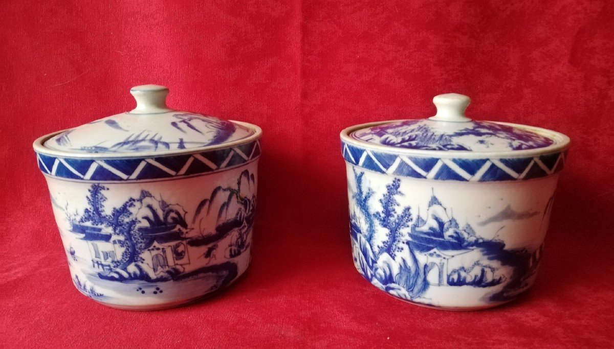 Pair Of Covered Pots From China 