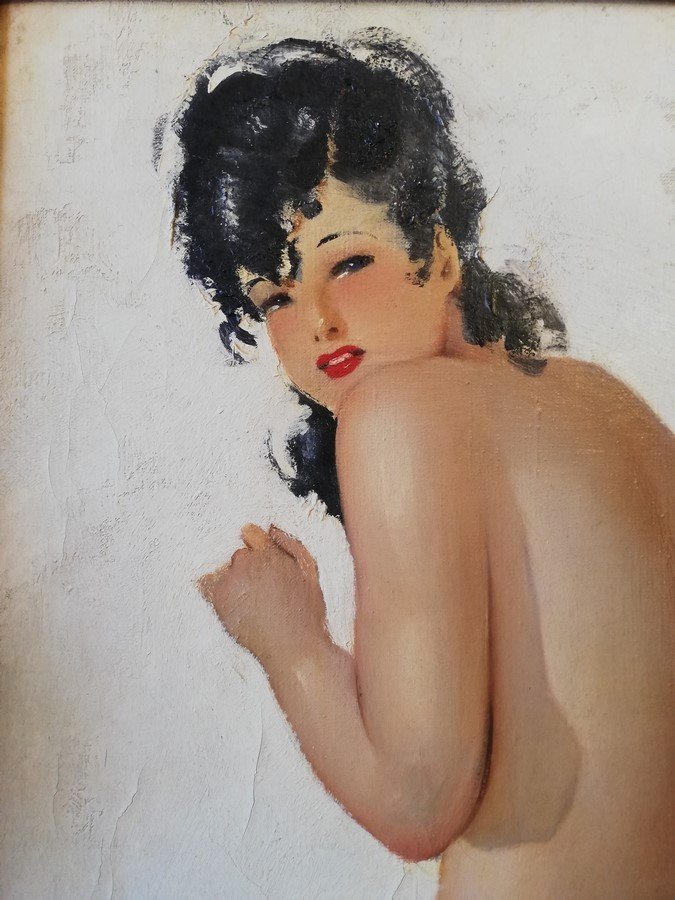 Oil On Canvas Nude 20th Century-photo-3
