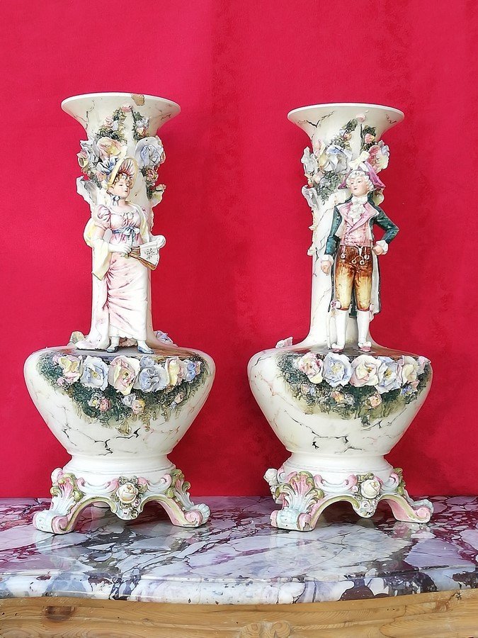 Pair Of Earthenware Vases 