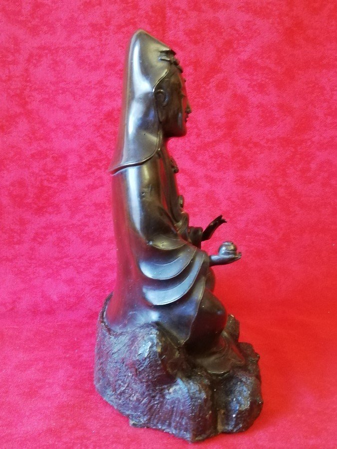 Asian Goddess In Patinated Bronze-photo-2