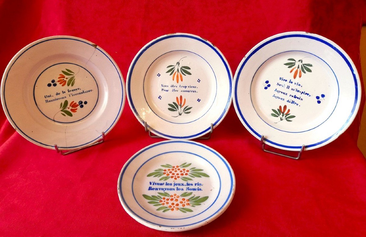 Four 19th Century Talking Plates 