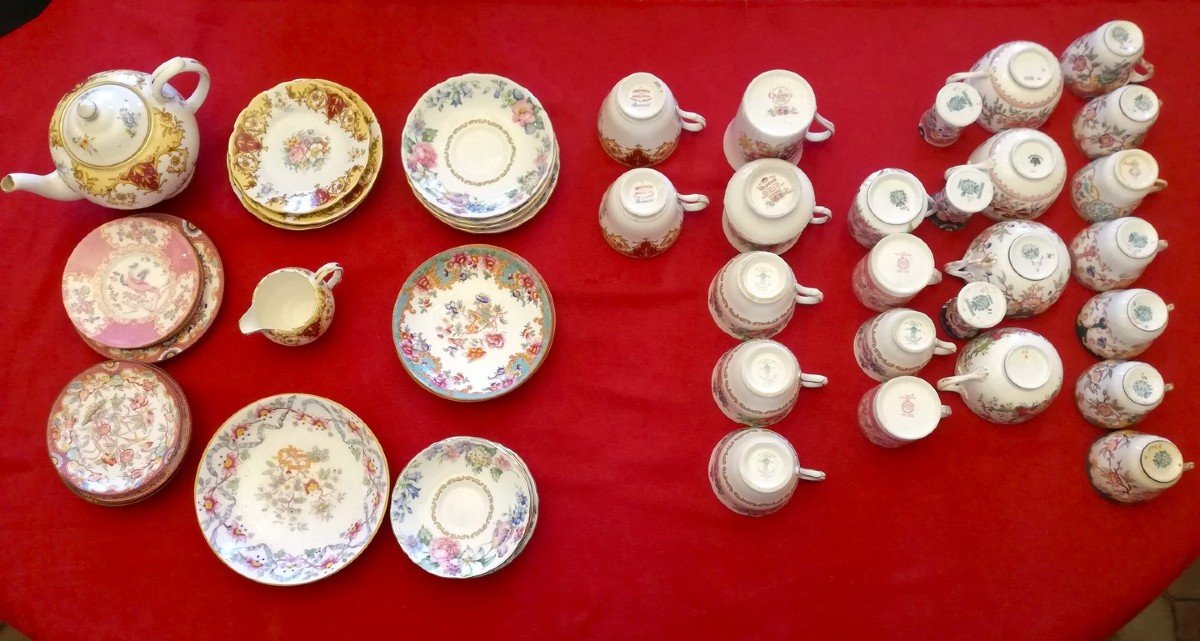 Cups, Saucers, Minton, Sarreguemines, Balmoral, Stafford, Queen's     -photo-1