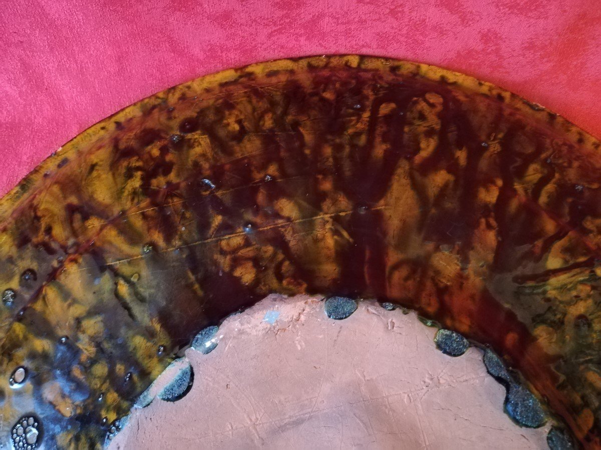 Large Glazed Earthenware Dish-photo-3