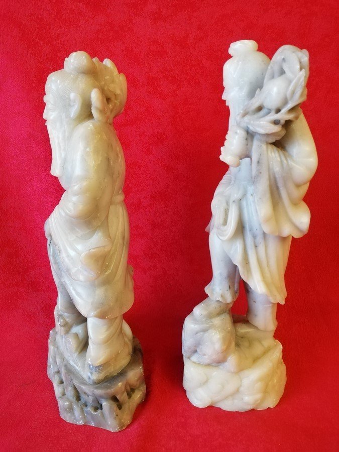 Deux statues en pierre dure de la Chine-photo-4