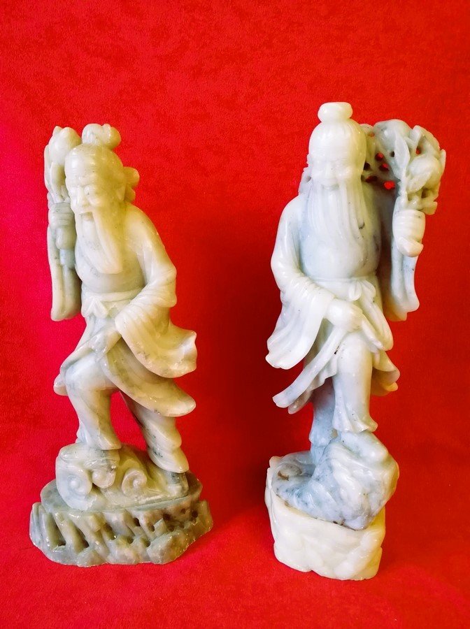 Two Hard Stone Statues From China