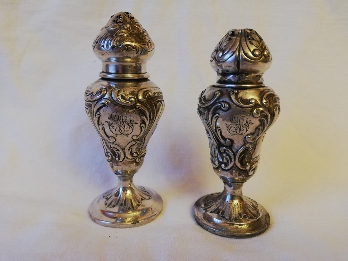 Pair Of Silver Salt Shakers 