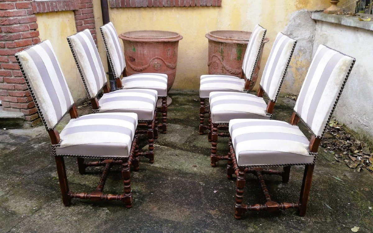 Set Of Six Louis XIII Chairs-photo-4