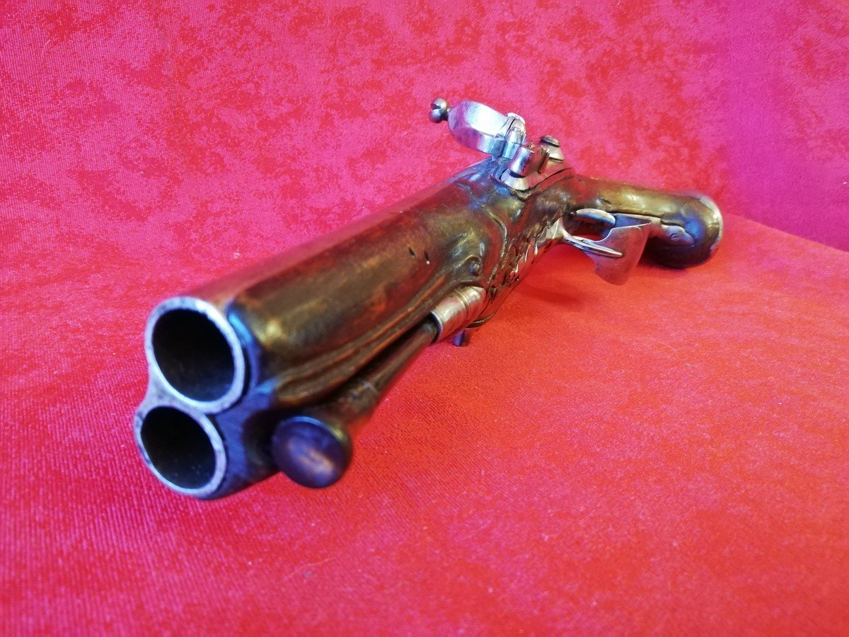 18th Century Flintlock Double-barreled Pistol -photo-8