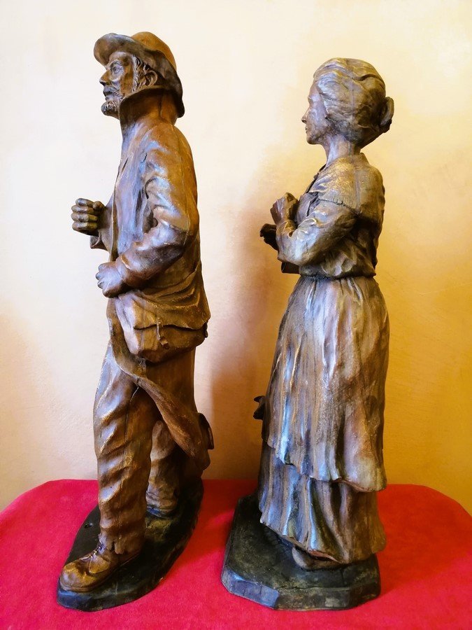 Pair Of Carved Wooden Statues -photo-4