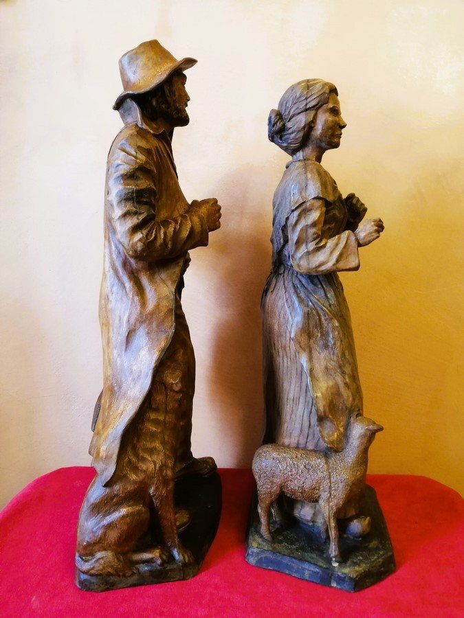 Pair Of Carved Wooden Statues -photo-6