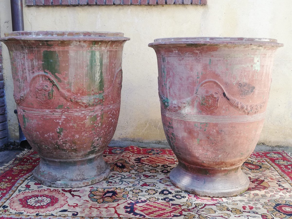 Paire de vases en terre vernissée Anduze  -photo-4