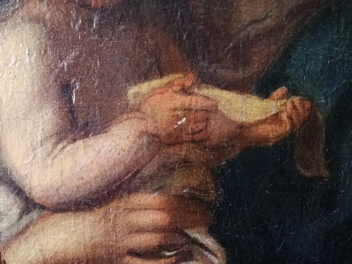 Oil On Canvas Virgin And Child -photo-3