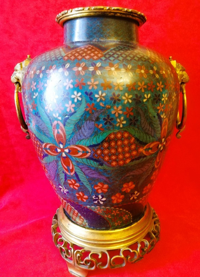 Grand vase en cloisonné -photo-3