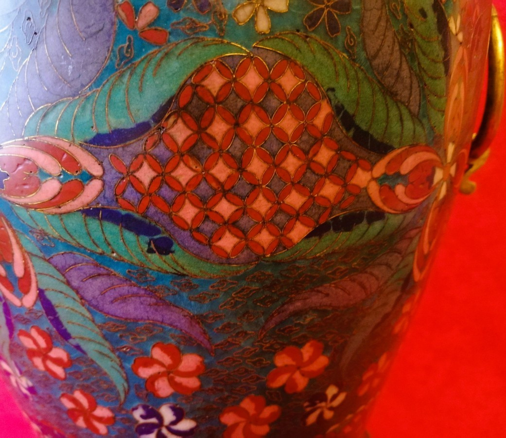 Grand vase en cloisonné -photo-4