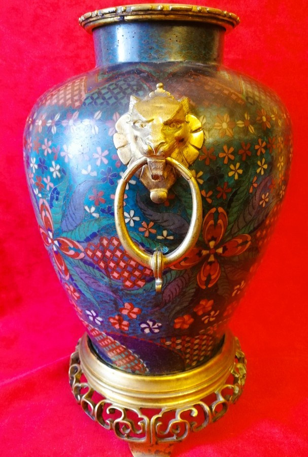 Grand vase en cloisonné -photo-5