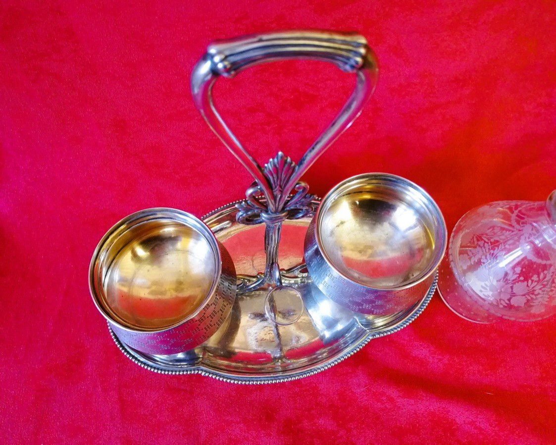 Oil Cruet, Vinegar Cruet, Silver Support  -photo-6